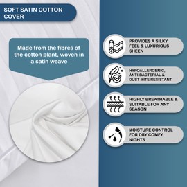 Dreamaker Premium 100% Cotton Sateen Euro Pillow Protector | Skin Friendly Pillow Covers, Super Soft, Breathable and Noiseless Pillow Support | Machine Washable, White, Pack of 2 (65CM)