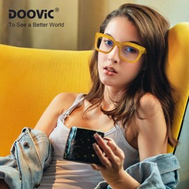 DOOViC Fashion Square Reading Glasses for Women Blue Light Blocking Computer Readers 3.00 Strength