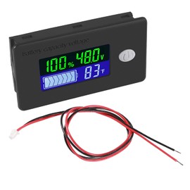 UMLIFE 2PCS 48v Battery Meter, 10-100v Marine RV Battery Capacity Volt Monitor 12v 24v, Lithium Battery Voltage Fahrenheit Temp Indicator Gauge