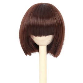 miss u hair 8-9 Inch 1/3 BJD Doll Wig MSD DOD Pullip Dollfie Doll Wig DIY Handmade Accessories (BOB Dark Brown, 1/3)