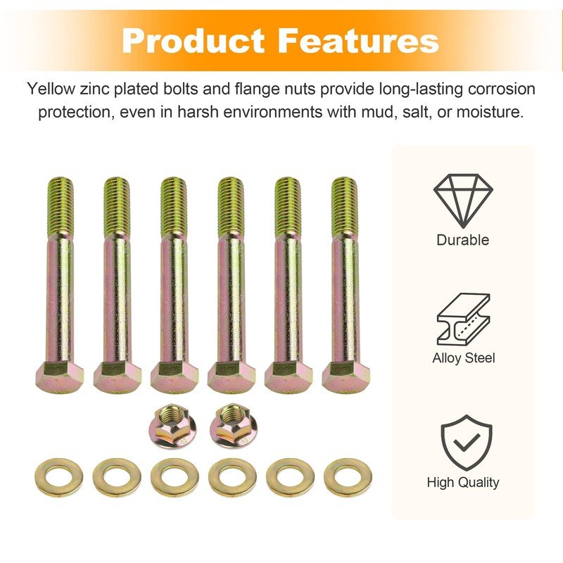 Rear Leaf Spring and Shackle Bolts Compatible with Jeep Cherokee