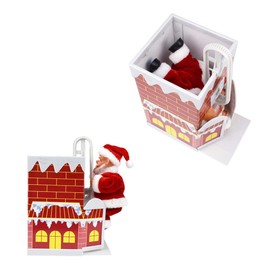 TOYANDONA Christmas Santa Claus Doll, Electric Climbing Chimney Santa Claus for Christmas Party Home Decor Xmas Gift