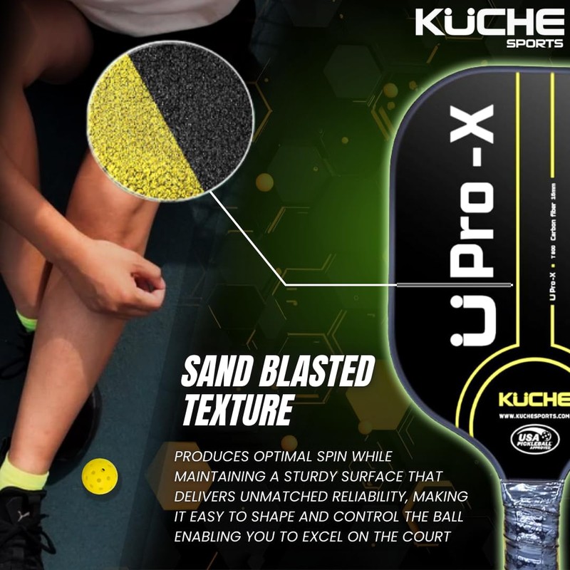 Kuche U PRO-X | T-800 Carbon Fiber Pickleball Paddle -