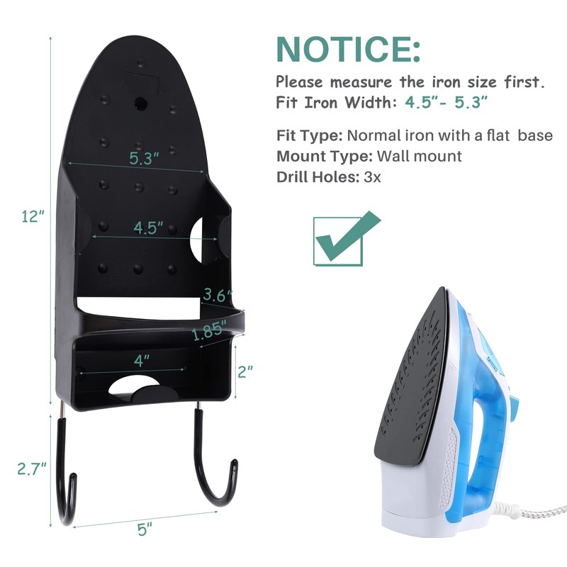 Ironing Board Hanger Wall Mount, Iron Hanger with Ironing Board