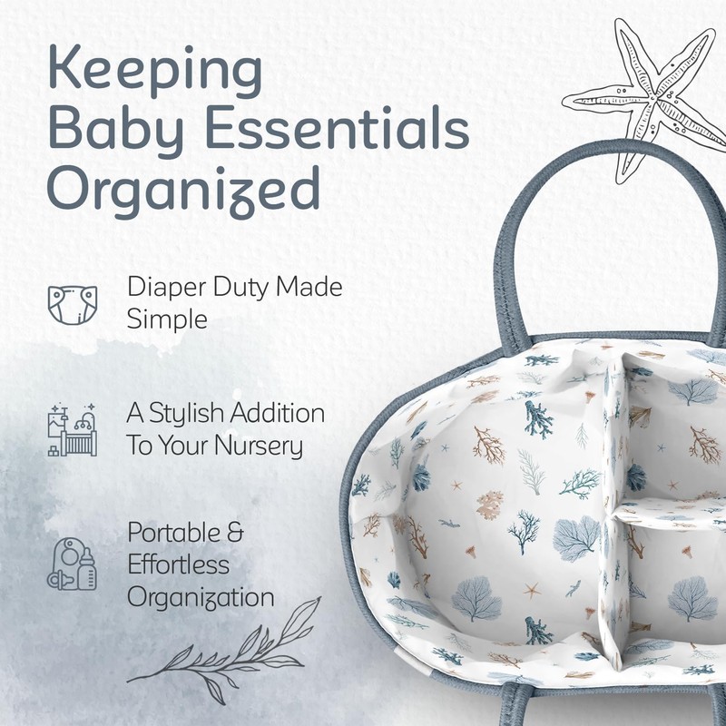KiddyCare Diaper Caddy Organizer for Baby Nursery Basket with Handle
