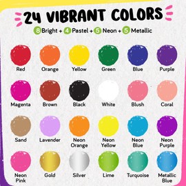 Funcils 24 Tempera Paint Sticks for Kids with Coloring Book - Washable, Non-Toxic Markers for Toddlers | Works on Paper, Canvas, Wood, Cardboard - Art Craft Supplies, Painting Crayons Ages 1 2 3 4 5 6