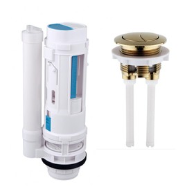 Housler ® Brushed Brass Push Button and Adjustable Dual Flush, with 2 inch Cistern Outlet.