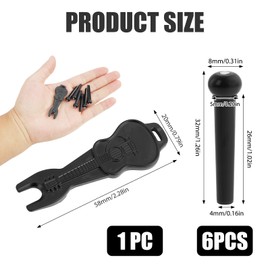 6PCS Acoustic Guitar Plastic Bridge Pins for String Replacement, Acoustic Guitar Bridge Pins Set with Bridge Pin Puller Tool,Fits Most 6-String Acoustic Guitars, Black Accessories for Maintenance