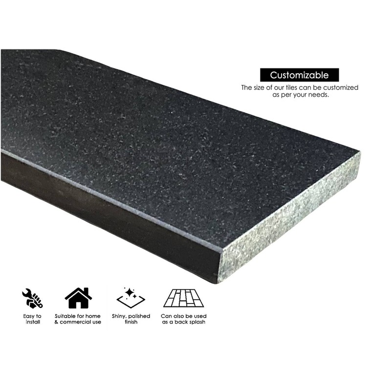 Tenedos Custom Lenght | Black Granite Threshold Floor Tile Polished
