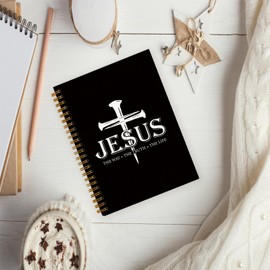 hold fizz Bible Journal Notebooks for Note Taking, Christian Notebook, Scripture Prayer Journal for Woman Men, Bible Study Journal, Jesus The Way The Truth The Life, Spiral Notebook 5.5 x 8.3