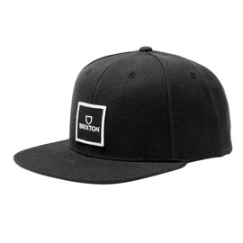 Brixton ALPHA SQUARE MP SNAPBACK Cap, Skateboard, 6 Panels, Cap, One Size Fits Most, BKBLK