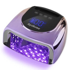 Ayshone Professional Rechargeable 96W UV LED Nail Lamp,Cordless UV Light for Nails with Removable Stainless Steel Bottom,4 Timer Settings and Smart Sensor for Salon or Home(Gradient Purple)