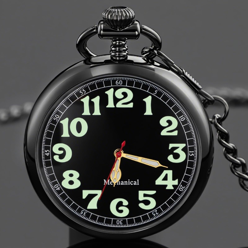 Alwesam Pocket Watch Alloy Hand Wind Mechanical Pocket Watches Men