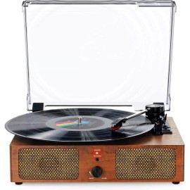 Digitnow! Vinyl Record 3 Speed Player Wireless Bluetooth Turntable with Built-in Speakers