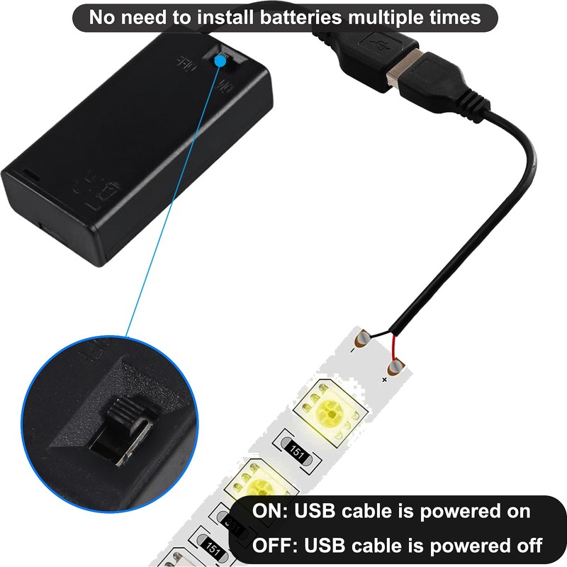 AEDIKO 2pcs 2 AA Battery Holder USB Switch 3V USB