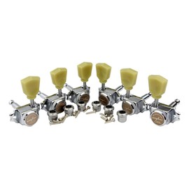 Guyker 3x3 Vintage Style Locking Guitar Machine Heads – 1:15 Ratio Lock String Deluxe Tuning Key Pegs Tuners Set Replacement for Electric, Acoustic or Folk Guitars - Chrome
