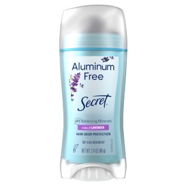 Secret Aluminum Free Deodorant for Women, 48hr Odor Protection, Naturally Derived Ingredients, Free of Parabens Dyes Talc & Baking Soda, PH Balancing Minerals, Dry Solid, Lavender Scent, 2.4 oz