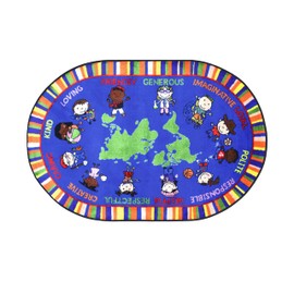 Kids Carpet One World Classroom Rug 4'x6' Rectangle Kids Rug for Nursery, Bedroom, Daycare Children Area Rug | Carpet for Kids Classroom and Playroom | Area Rug for Kids
