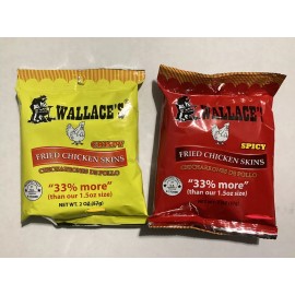 WALLACE’S Fried Chicken Skin 2 Oz. Bags - 8 Packs. Chicharrones De Pollo
