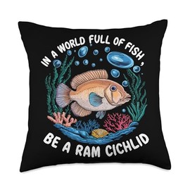 Ram Cichlid Fish Lover Freshwater Aquarium Fish Aquarist Throw Pillow