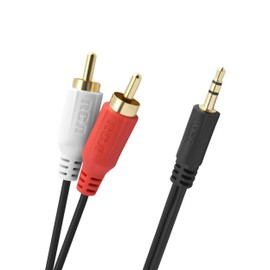 RCA Stereo-Verbindungskabel (Audiokabel, Klinken- zu Cinch-Stecker, 3,5 Millimeter Klinke zu 2 x Cinch, störungsfreie Audioverbindung, top Schirmung) - 0,5 Meter Kabel - schwarz D1C84012 50cm