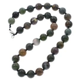 Treasure Bay 12mm Natural Gemstone Beaded Necklace For Women (Indian Agate)