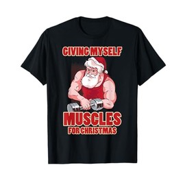 Muscle Xmas weightlifting Santa Claus costume snow Christmas T-Shirt