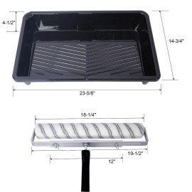 Donext 5PC 18 Inch Paint Roller Kit Tray Microfiber Paint Roller Sleeves (Pack of 3)