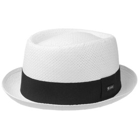 Lipodo Acapulco Pork Pie Straw Hat - Summer Sun Hat - Airy Paper Straw - Unisex - Spring/Summer, White