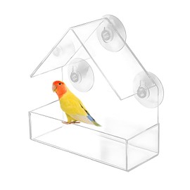 Window Bird Feeder, Bird House Window Suction Cup, Acrylic Bird Feeder with 3 Suction Cups, Feeding Cassette, Bird Feeding Station (15 x 15 x 6 cm)