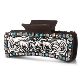 BVGA Western Hair Claw Clips for Women Turquoise Cowgirl HOWDY Hair Claws Western Hair Accessories Country Vintage Cowgirl Outfits Party Favors Gifts (Pattern B)