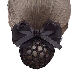 JIHUOO Hair Clip with Bow Hair Net Bun Cover Hair Clip French Hair Accessories for Bank Workers Flight Attendant Nurses