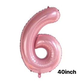 40-Inch Pink Number 6 Balloons With Crown,6th Birthday Balloons for Girls, Jumbo Helium Foil Balloons，Childrens Birthday Party Decorations. (Number 6)