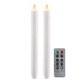 CozierGlow Flameless Taper Candles Flickering with Remote and Timer, 3D Moving Flame Taper Candle Battery Operated to 400 Hours, 9 Inch Window Candles, (White)
