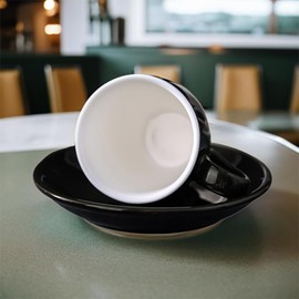 Unilives Espresso Cups With Saucer,Espresso Cup for Coffee Tea, Ceramic Coffee Cup Set of 6, Mini Black Coffee Cups of 85 ml