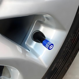 Zpana Car Tire Valve Stem Caps, 8PCS Dog Paw Aluminum Alloy Vehicle Air Covers with Rubber Ring Gasket, Leak-Proof Automotive Wheel Rim Protector, Universal for SUVs, Motorcycles, Trucks (Blue)