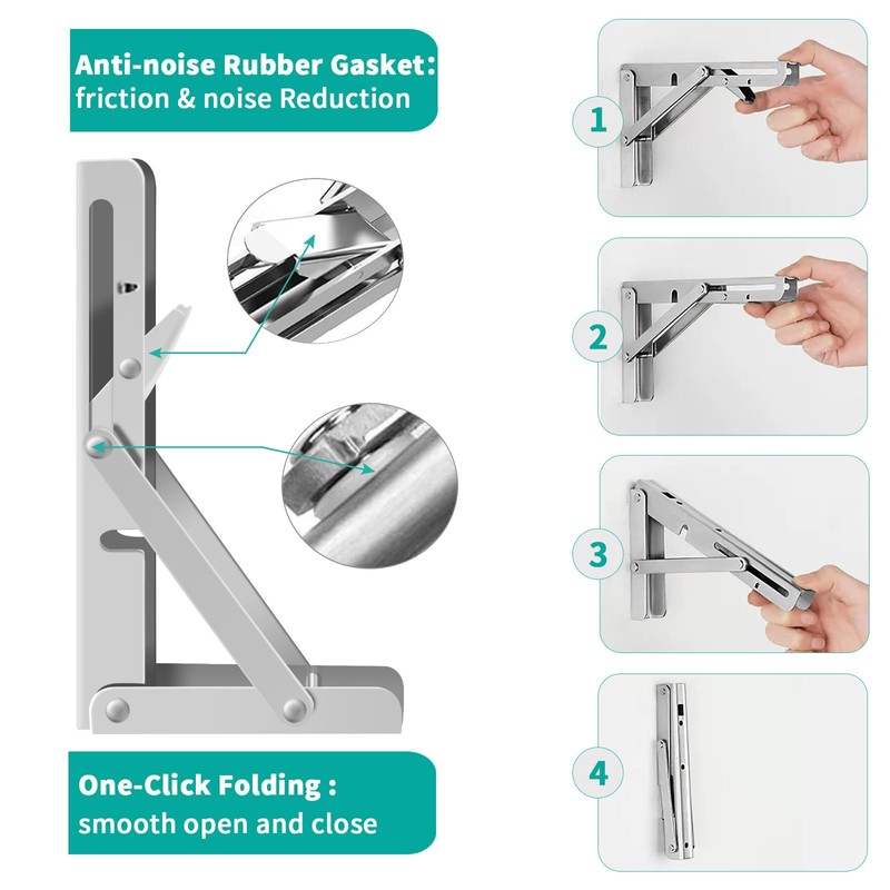 Folding Shelf Brackets 12 Inch/30cm, 2PCS Heavy Duty Bracket for