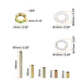 PATIKIL 1/8IP Thread 5 Size Lamp Cable Kit with Lock Nuts Washers 2 Set Clasps Assortment Hardware for Chandelier Ceiling Light DIY Galvanised