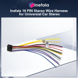 Inefala 16 Pin ISO Radio Wiring Harness Adapter for Android Car Stereo Radio, Power Cable Power Plug Adapter with Key 1 Key 2 Reverse Control Line for Android Car Radio Head Unit