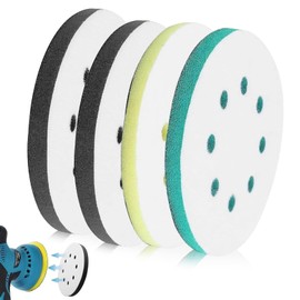 4 PCS Upgraded Foam Sanding Pads, Polierschwamm for Orbital Sander 125mm 8 Holes Soft Sponge Interface Pad Sponge Polishing Buffing Pad Discs for Drill Orbital Sander Pads Impact Resistant Low Noise