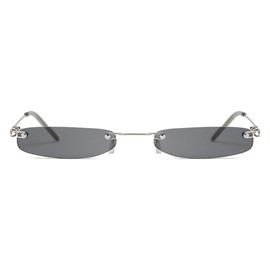 Armear Fashion Rimless Narrow Small Rectangle Sunglasses Clear Colored Lens Black