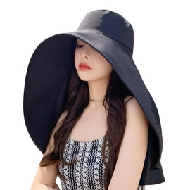 Guo.KK7 Women's Hat, Wide Brim, UV Protection, Shawl Sun Hat, UV Protection, Fashion, Foldable, Face Mask, Cute, Small Face Effect, Cool, Size Adjustable, Breathable, Elegant, Convenient to Carry