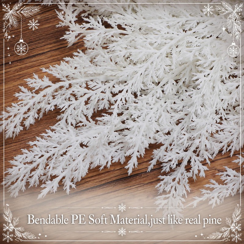 2 Pcs White Christmas Pine Door Swag, 28'' Artificial Cedar