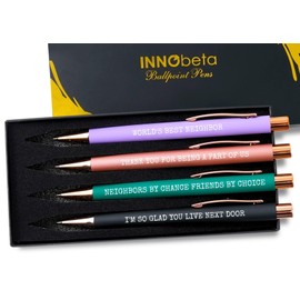 InnoBeta Gifts for Neighbors - Awesome Neighbor Gift, Pens for Good Neighbors, Unique Practical Gift Idea for Community Friends, Writing Pens for Christmas, Holiday Greetings, House Warming (4 Pack)