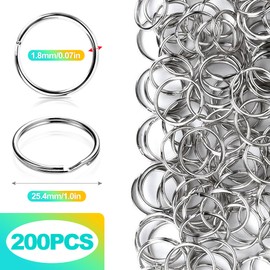 KornaDoz 200 Pcs 1 Inch (25mm) Heavy Duty Metal Split Key Rings, Bulk Keychain Rings for Crafts, Keys, Keychains & Lanyards Organization - Silver