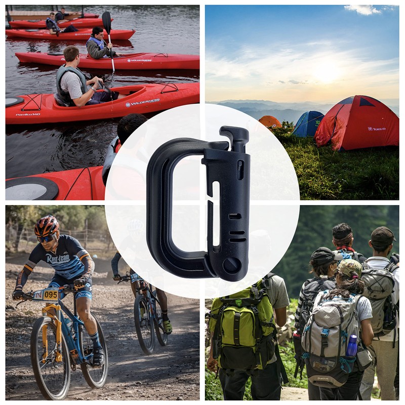 Holesto Plastic Carabiner - Tactical Carabiner Clip Black - Durable