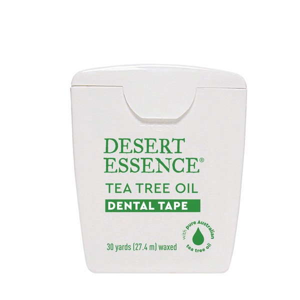 Desert Essence, Tea Tree Dental Tape 30 yd - Gluten Free - Cruelty Free - Naturally Waxed with Bees Wax - Thick Floss no Shred Tape - Tea Tree Oil - Removes Plaque and Build Up