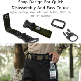 ZXZone 2PCS Bottle Buckle Clip Hanging Buckle Portable Water Bottle Ring Holder Keychain Mineral Water Bottle Clip for Backpack Belt Nylon Webbing Strap for Outdoor Tactical Camping Hiking(Green)