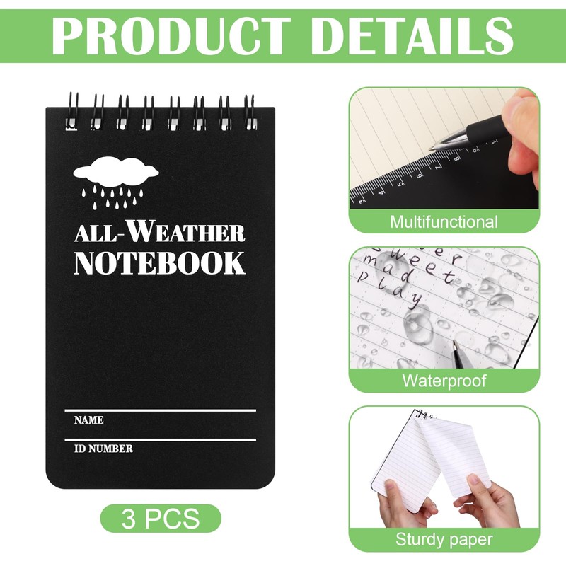 HAOWANWW 5 Pcs Waterproof Notepad Pen Set Waterproof Notebook Mini
