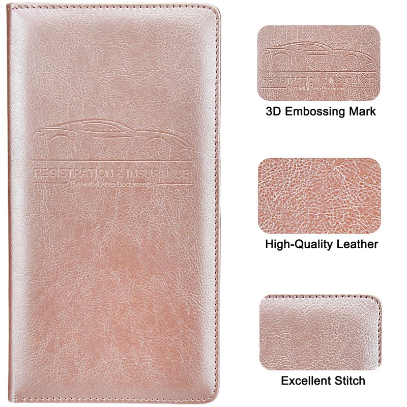 LumiMokki Premium Leather Car Registration & Insurance Card Holder with